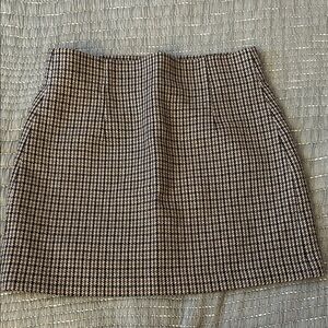 Zara Houndstooth Mini Skirt - Brown & Black